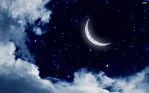 Starry Night Sky With Moon Hd Wallpaper, Background Image Wallpaper