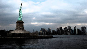 Statue Of Liberty Dark Cloudy Sky Wallpaper