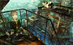 Steampunk Boy And Cats Wallpaper