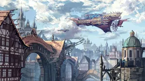 Steampunk City Comic Art Wallpaper