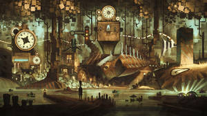 Steampunk Fantasy City Wallpaper