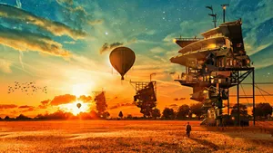 Steampunk Hot Air Balloon Wallpaper