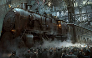 Steampunk Steam-powered Train Wallpaper