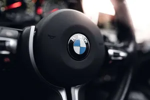 Steering Wheel Of A Black Bmw Car Wallpaper