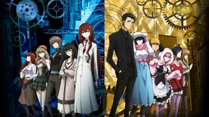Steins Gate Blue And Yellow Gear Wheel Wallpaper