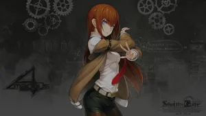 Steins Gate Makise Gear Wheel Pattern Wallpaper
