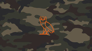 Stellar Representation Of Drake's Ovo Owl Logo In An Appealing Army Print. Wallpaper