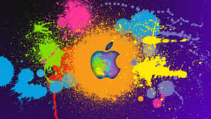 Stenciled Cool Mac Logo Paint Splatter Wallpaper