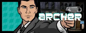 Sterling Archer Pointing A Gun Wallpaper