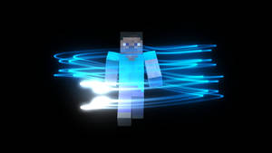 Steve Blue Lights Cool Minecraft Wallpaper
