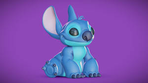 Stitch 3d On Purple Background Wallpaper