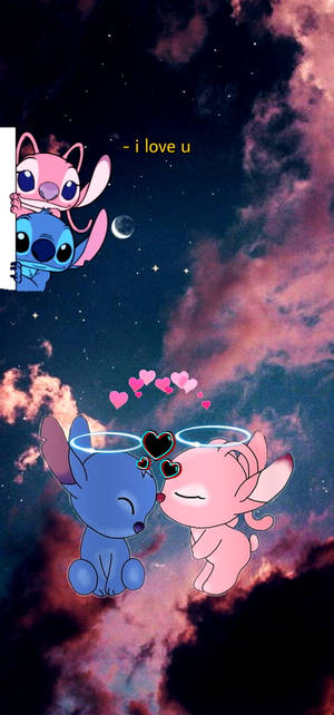 Stitch Angel Pink Sky Wallpaper