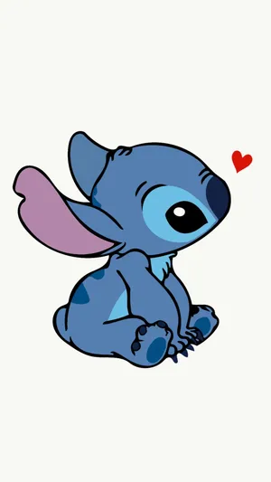Stitch Cute Heart Drawing Wallpaper