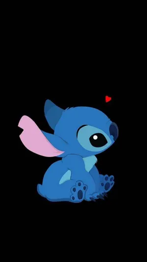 Stitch In Love In Black Wallpaper