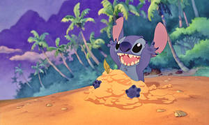 Stitch Playing In Sand Wallpaper