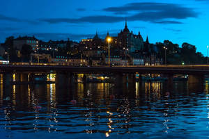 Stockholm City Skyline At Night Wallpaper