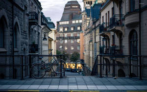 Stockholm Sweden Traditional Cobblestone Streets Wallpaper