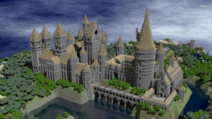 Stone Castle And Birch Rooves Minecraft Hd Wallpaper