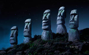 Stone Faces Bing Hd Cover Wallpaper