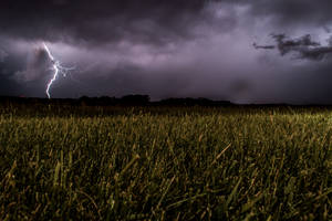 Storm Lightning Strike At Fields Wallpaper
