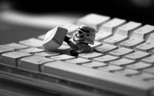 Stormtrooper Hiding At Keyboard Key Wallpaper