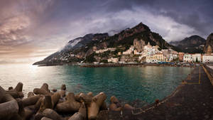 Stormy Sky Amalfi Coast Wallpaper