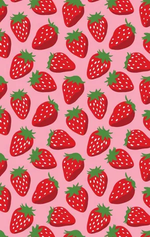 Strawberry Pattern On Pink Background Wallpaper
