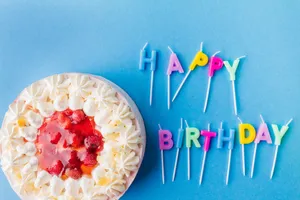 Strawberry White Birthday Cake Candles Wallpaper