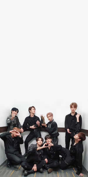 Stray Kids Group Posein Black Outfits Wallpaper