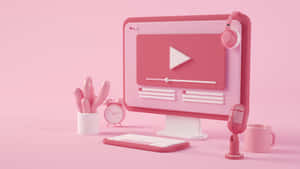 Streaming Essentials Pink Aesthetic Graphic Art Wallpaper