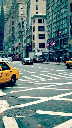 Street In Daytime New York Iphone Wallpaper