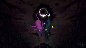Strolling Espeon And Umbreon Wallpaper