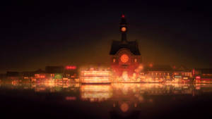 Studio Ghibli Skyline Night Wallpaper
