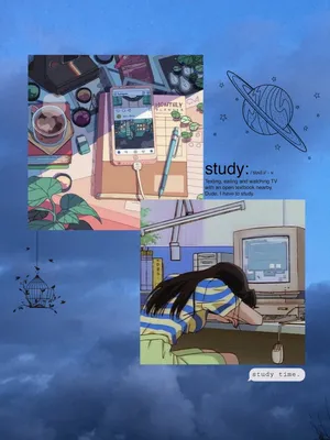Study Aesthetic Desks In Sky Background Wallpaper