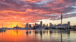 Stunning Cityscape View Of Auckland, New Zealand Wallpaper