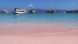 Stunning Pink Beach Paradise Wallpaper