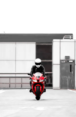 Stunning Red Bike In Minimalist Setting Wallpaper