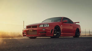 Stunning Red Nissan Skyline Gtr R34 Wallpaper