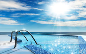 Stunning Sunny Day At A Swimming Pool Wallpaper