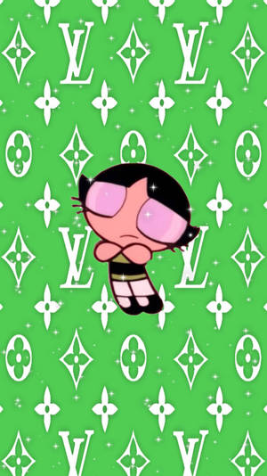 Stylish Baddie Cartoon Buttercup With Louis Vuitton Pattern Wallpaper