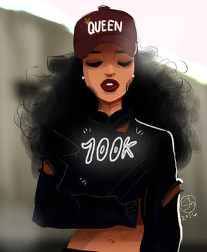 Stylish Black Girl Art Wallpaper