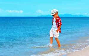 Stylish Boy On Blue Ocean Wallpaper