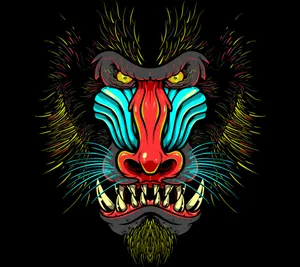 Stylized Colorful Gorilla's Head Illustration Wallpaper