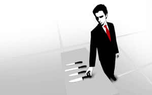Stylized Patrick Batemanwith Knives Wallpaper