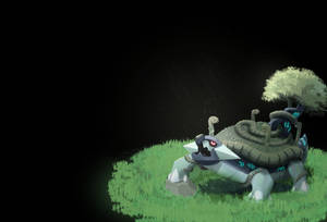 Stylized Torterra Standing On Grass Wallpaper