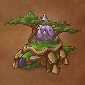 Stylized Torterra With Brown Backdrop Wallpaper