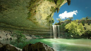 Subterranean Waterfall Hd Wallpaper