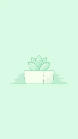 Succulent On Pastel Green Wallpaper