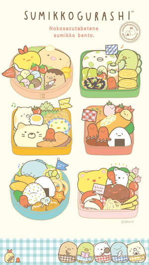 Sumikko Gurashi In Bento Boxes Wallpaper