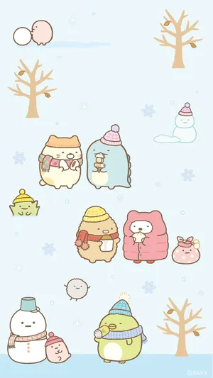 Sumikko Gurashi In Winter Kawaii Wallpaper